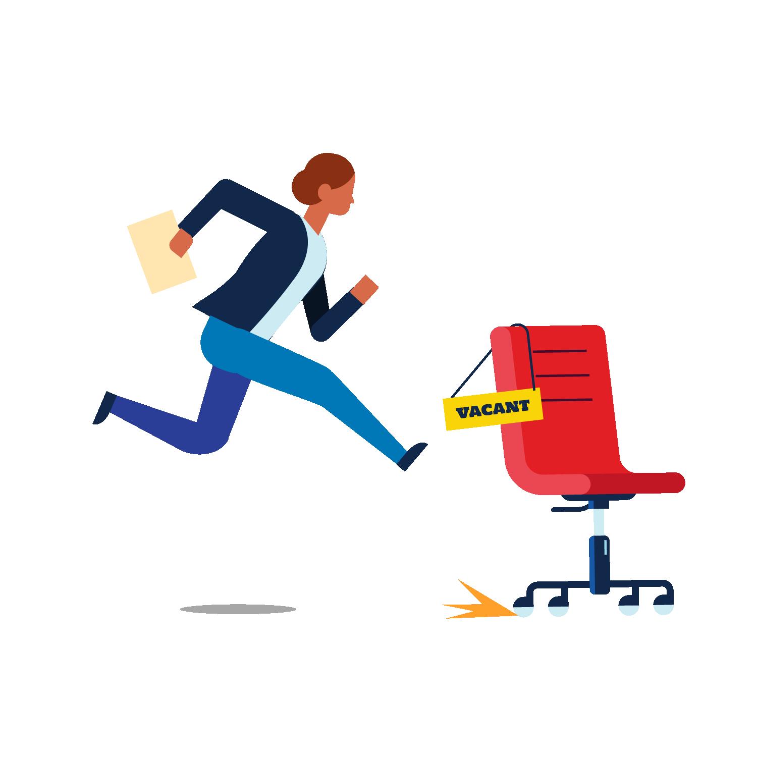 Person running after a chair