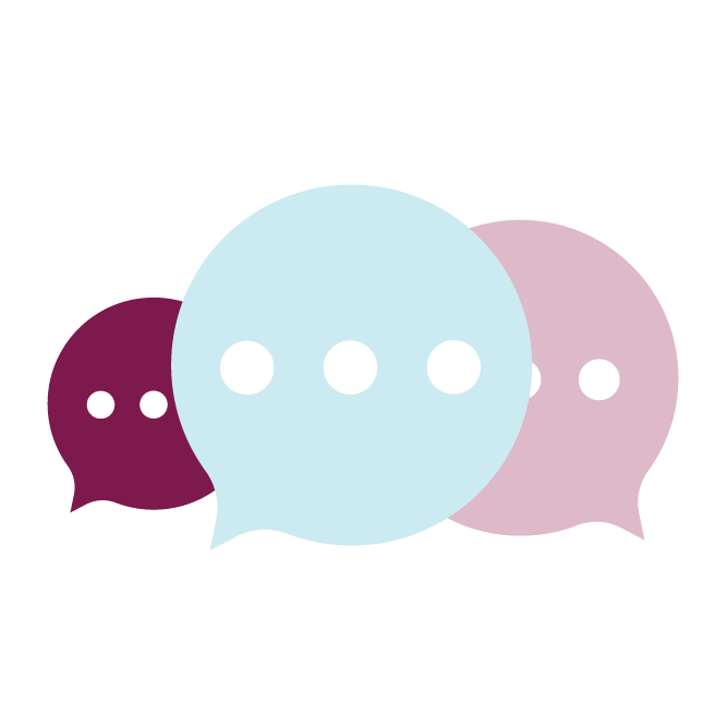 Icons of three speech bubbles