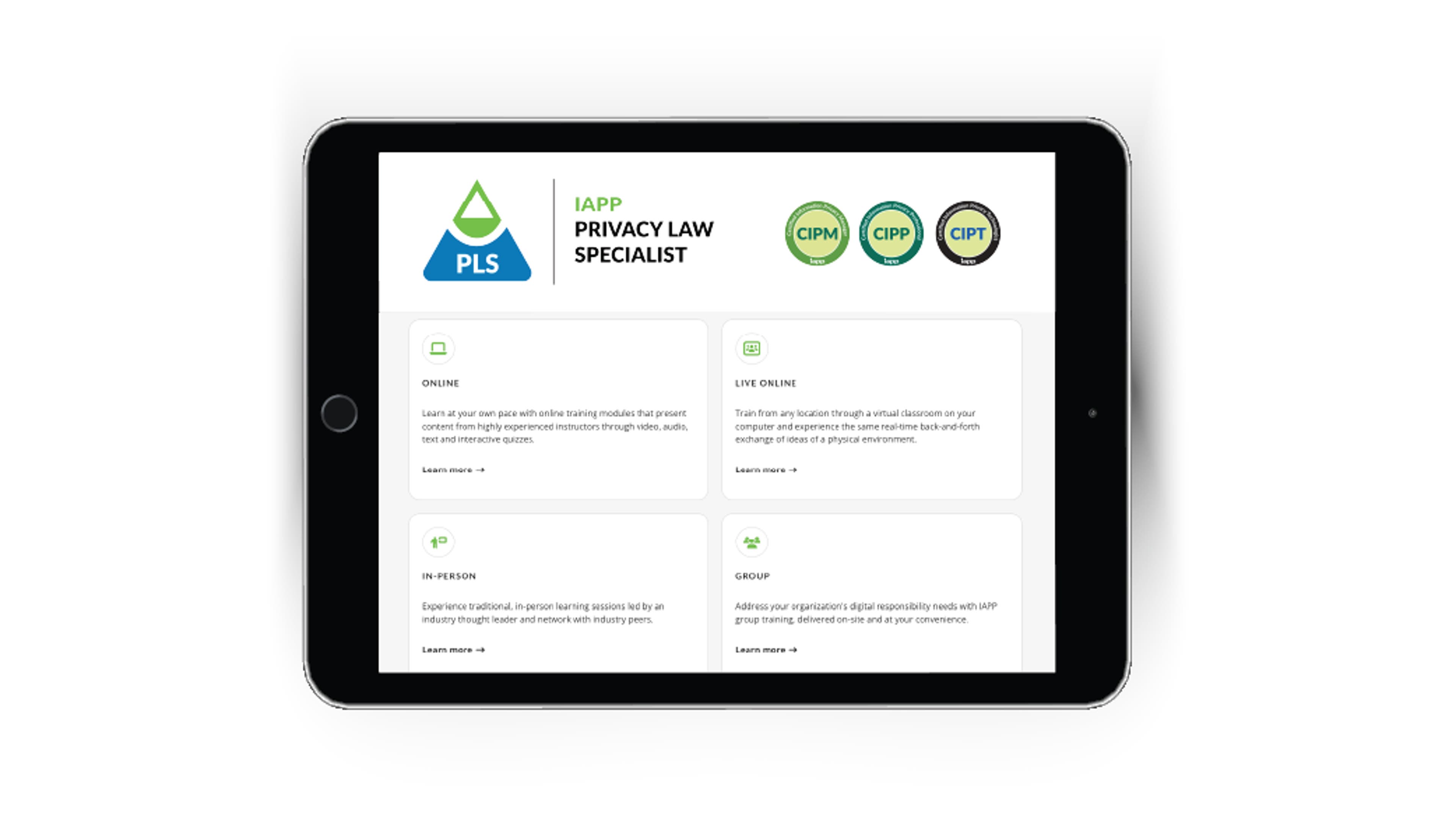 iPad with PLS training material loaded on screen