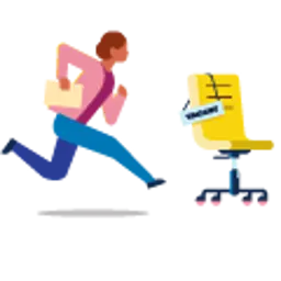 Graphic of a man running after a rolling chair