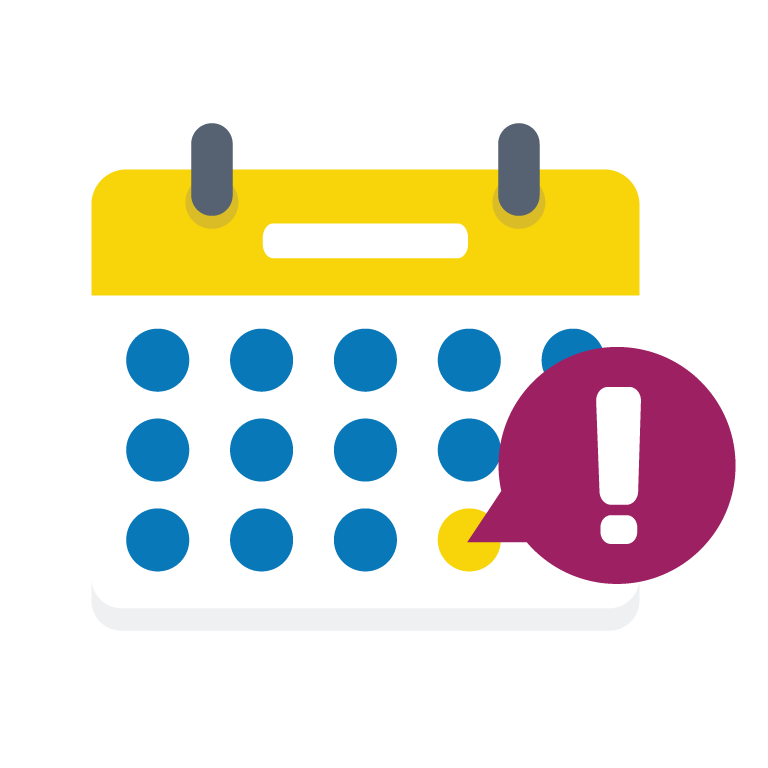 Calendar icon with an exclamation point