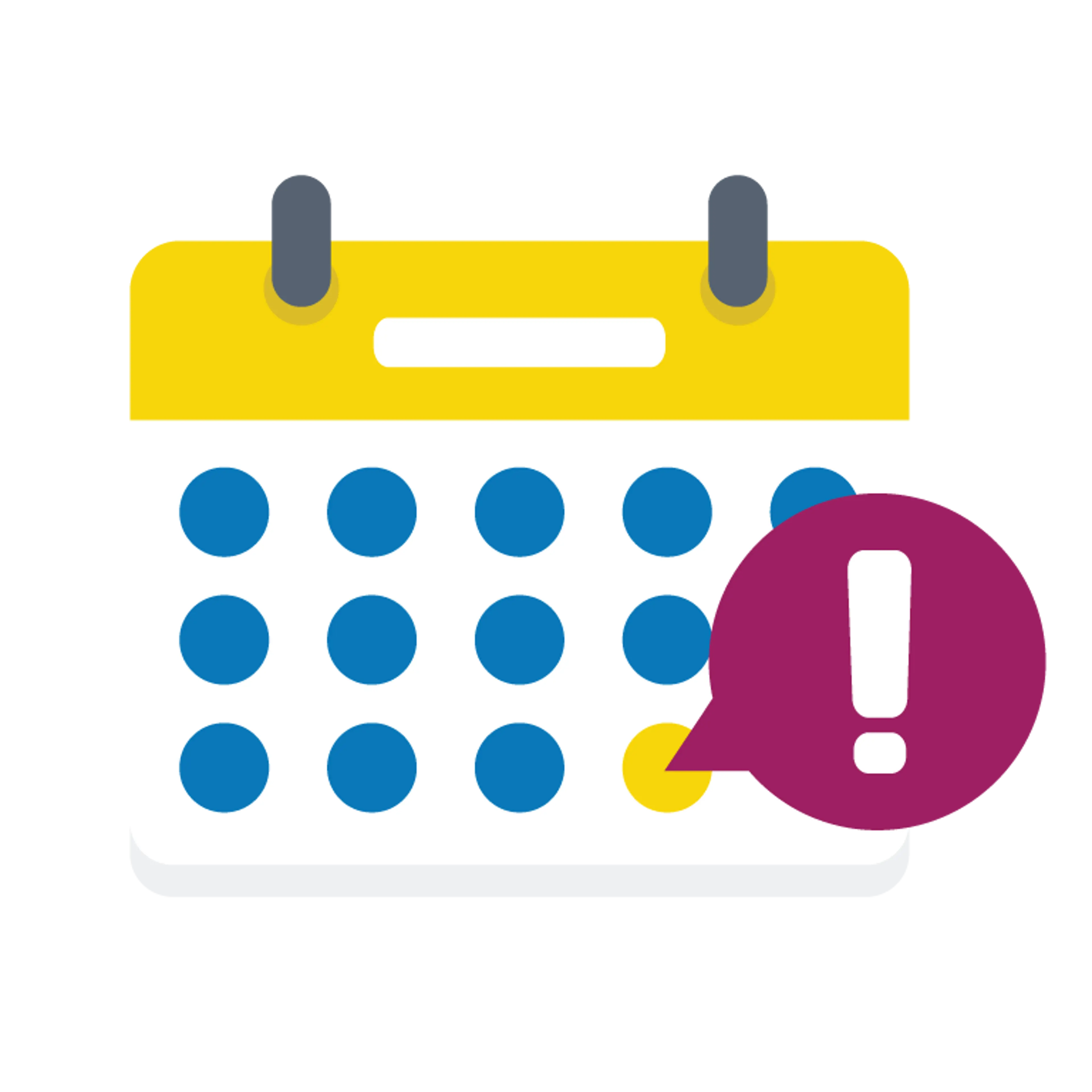 Calendar icon with an exclamation point
