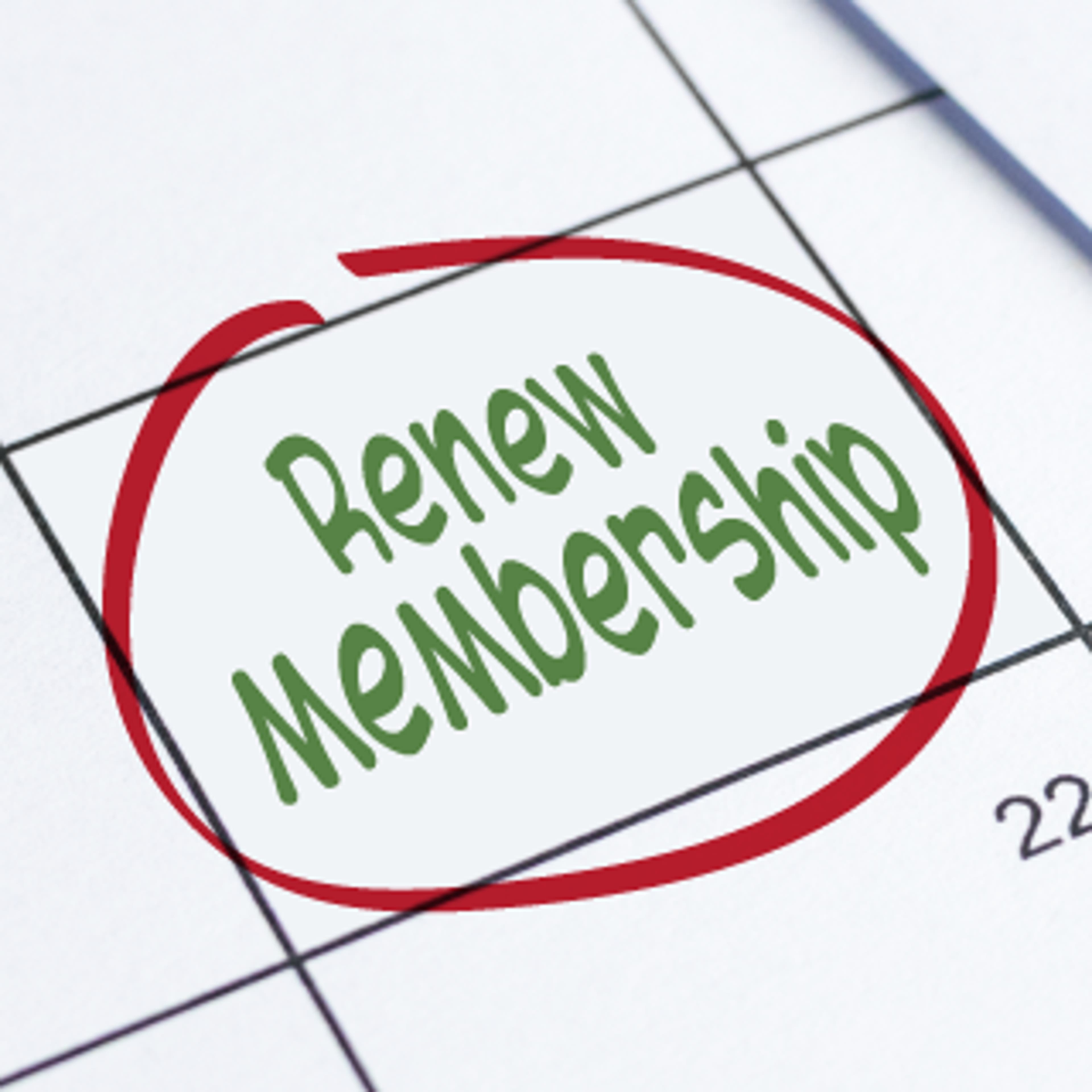 Renew membership circled in red ink