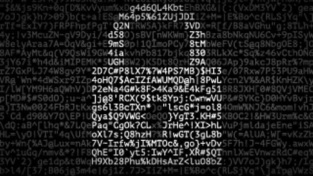 Padlock shape formed by white code characters on a black background, symbolizing data security.