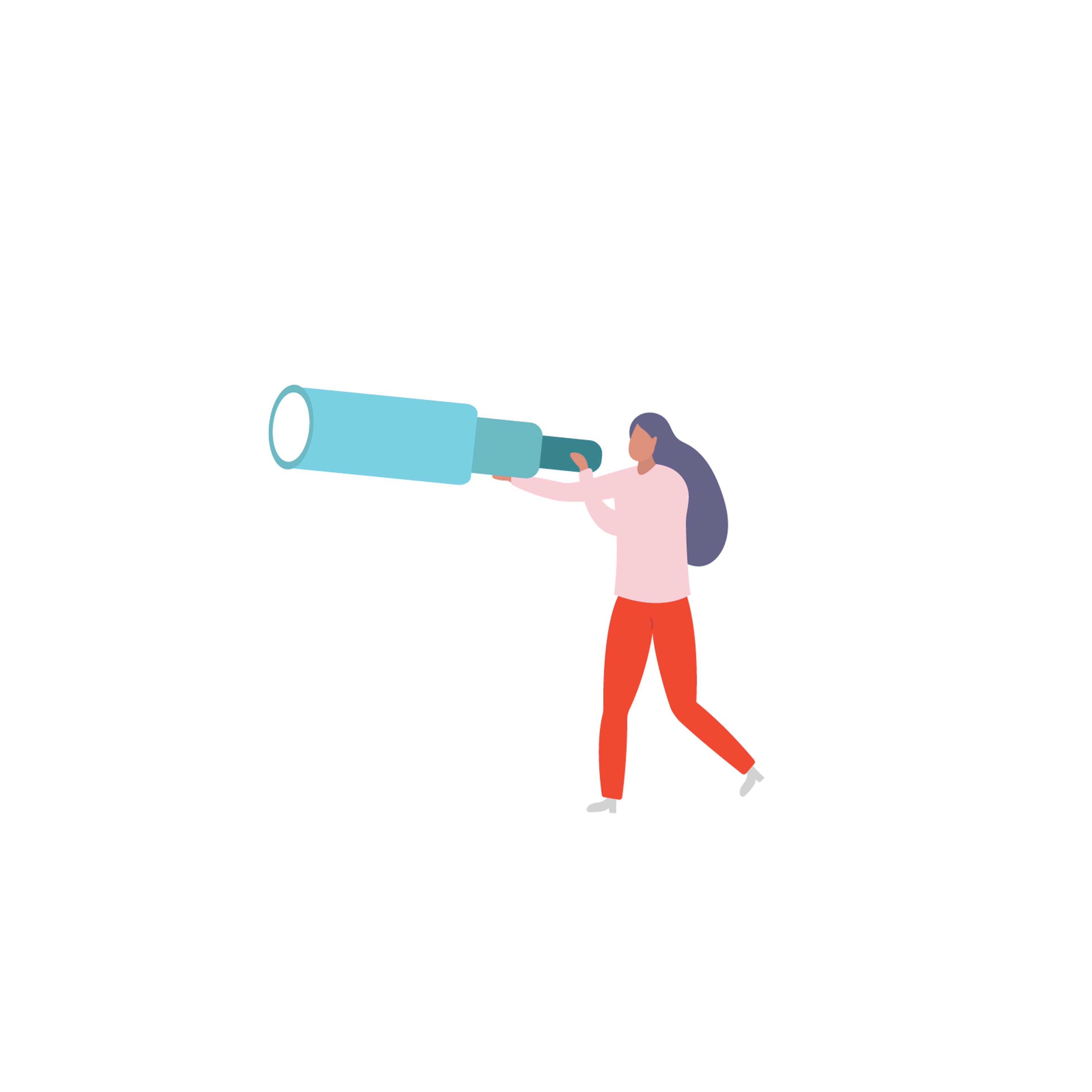 Woman looking through a telescope