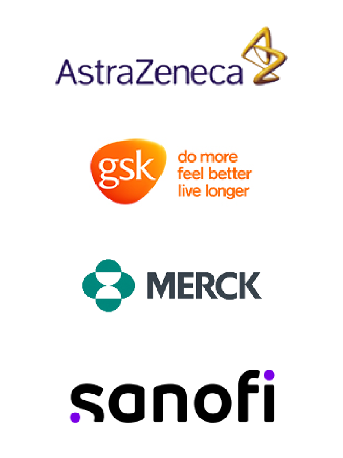 A collection of four logos of IAPP members in the health care industry