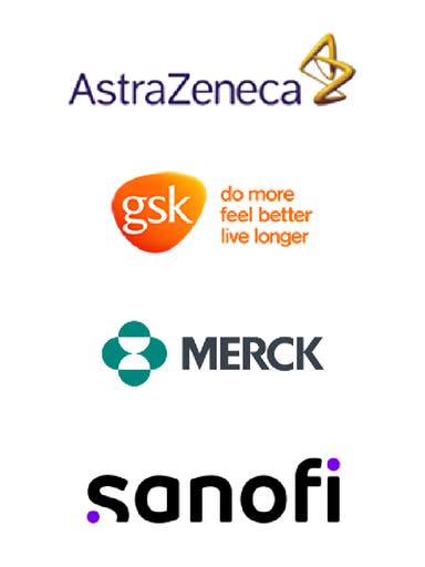 A collection of four logos of IAPP members in the health care industry