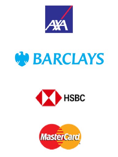 A collection of four logos of IAPP members in the financial services industry