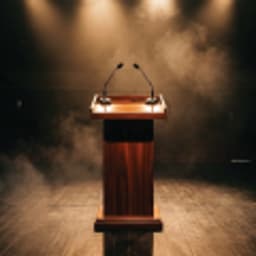 Image of a podium with lights all around it