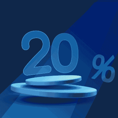 A "20%" floating in the air and blinking