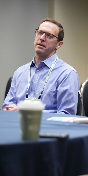 A man speaking at a Privacy Engineering Section meetup