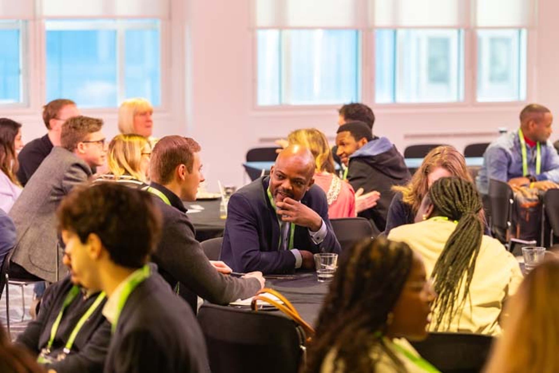 A group of people at a conference