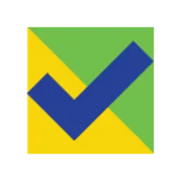 Blue check mark with a yellow and green background