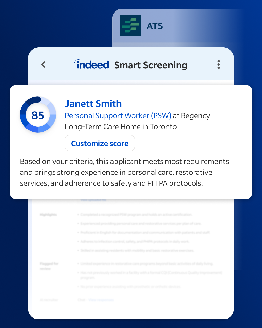 The Candidate Summary page shows an applicant's Smart Fit Score.