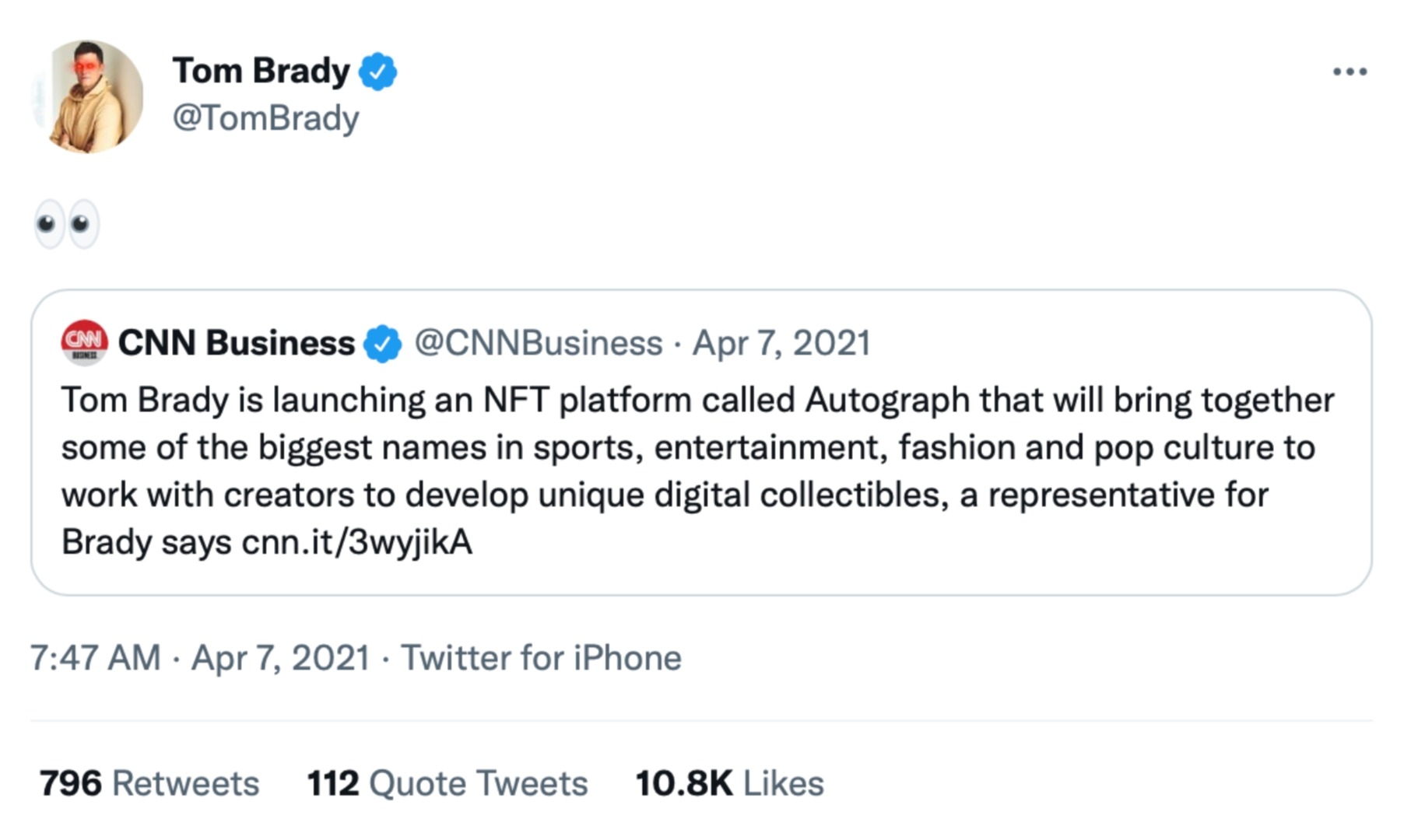 Tom Brady launches his own NFT platform, Autograph, where celebrities can  sell digital collectibles