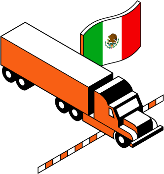 A Schneider truck moving across the border with a flag of Mexico cover image