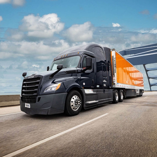Freightliner truck with a Schneider Trailer