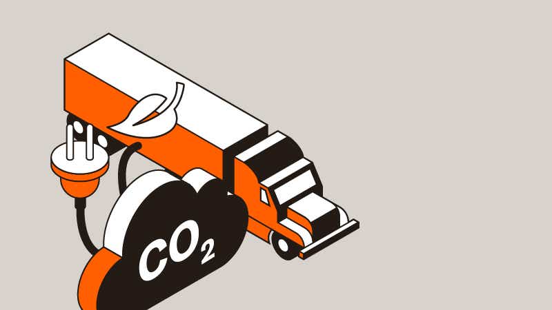 Truck Icon next to a cloud labeled "CO2"