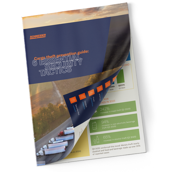 Cargo theft prevention guide with front cover pulled back