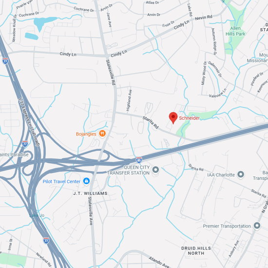 a map showing where Schneider's operation center is located in Charlotte, North Carolina