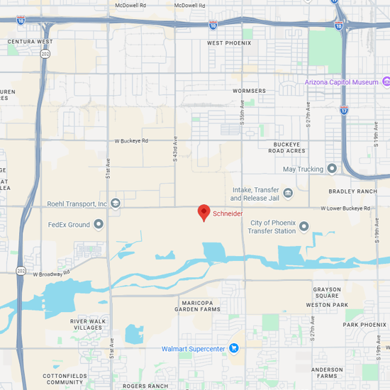 a map showing where Schneider's operation center is located in Phoenix, Arizona