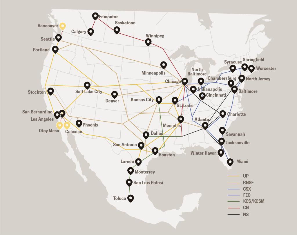 Schneider intermodal network map