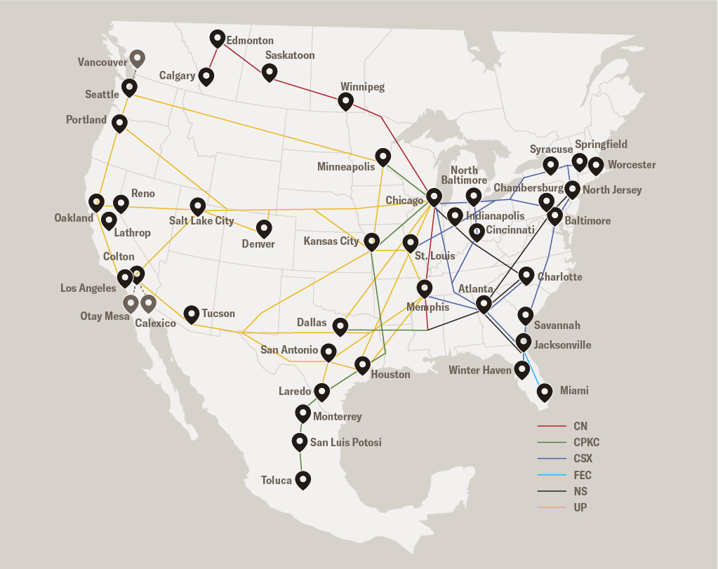Schneider intermodal network map