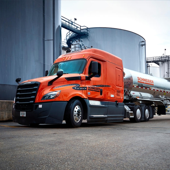 Schneider truck hauling paper product