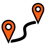 two orange destination points linked together with a line