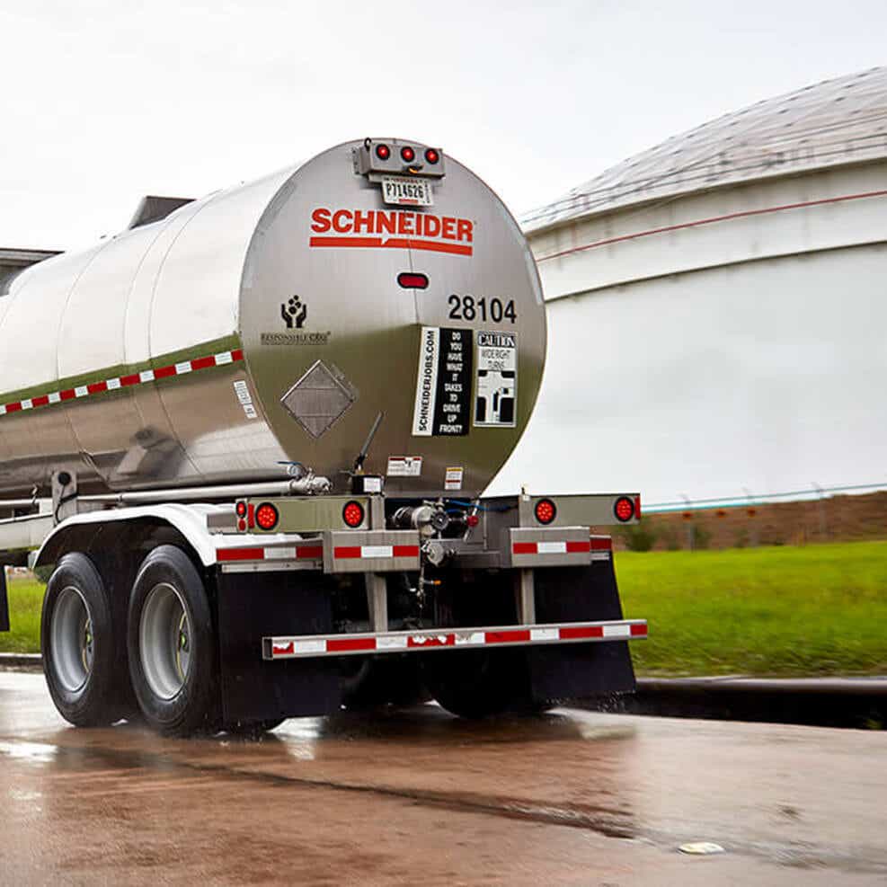 back side of a chemical bulk trailer