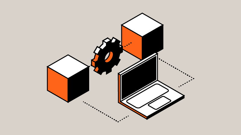 orange gear and laptop showing bulk transportation technology logistics