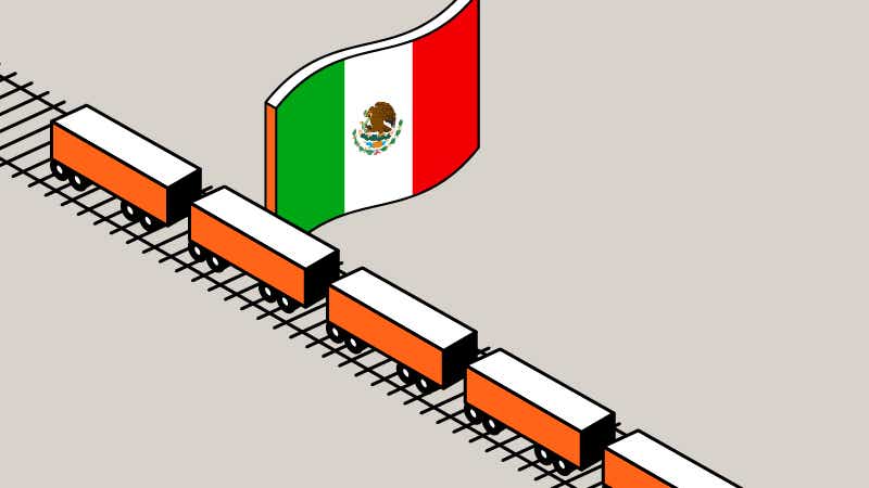 intermodal cross border image with mexican flag
