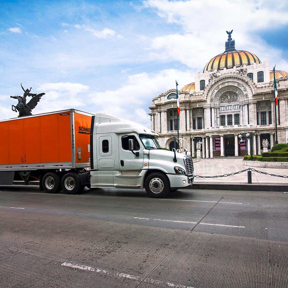 Schneider truck in Mexico