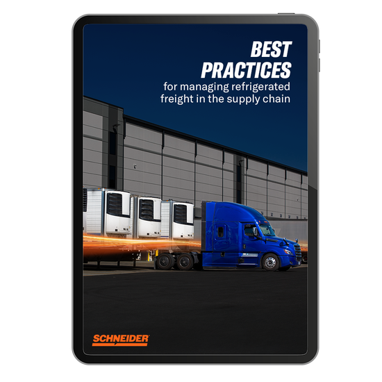 Cover of a guide to refrigerated transportation displayed on tablet screen