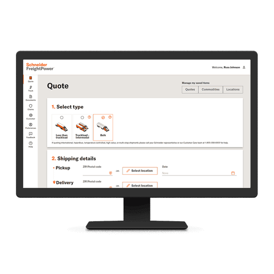 FreightPower on a computer monitor