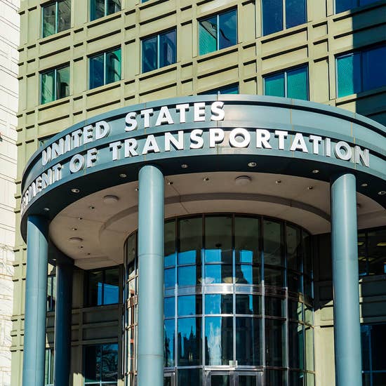 The entrance of the United States Department of Transportation building