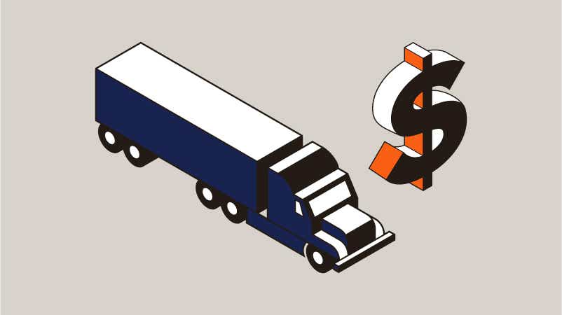 Semi-truck with dollar sign