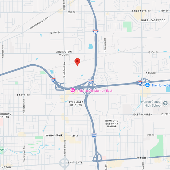 a map showing where Schneider's operation center is located in Indianapolis, Indiana