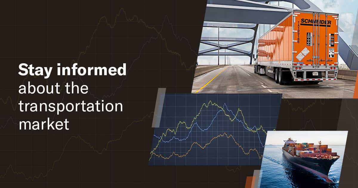 transportation market update icon, with graphs and data points