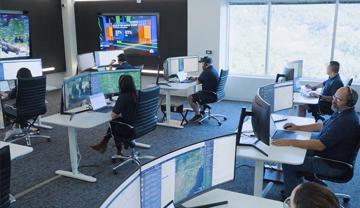 a group of tech professionals on their computers and wearing headsets