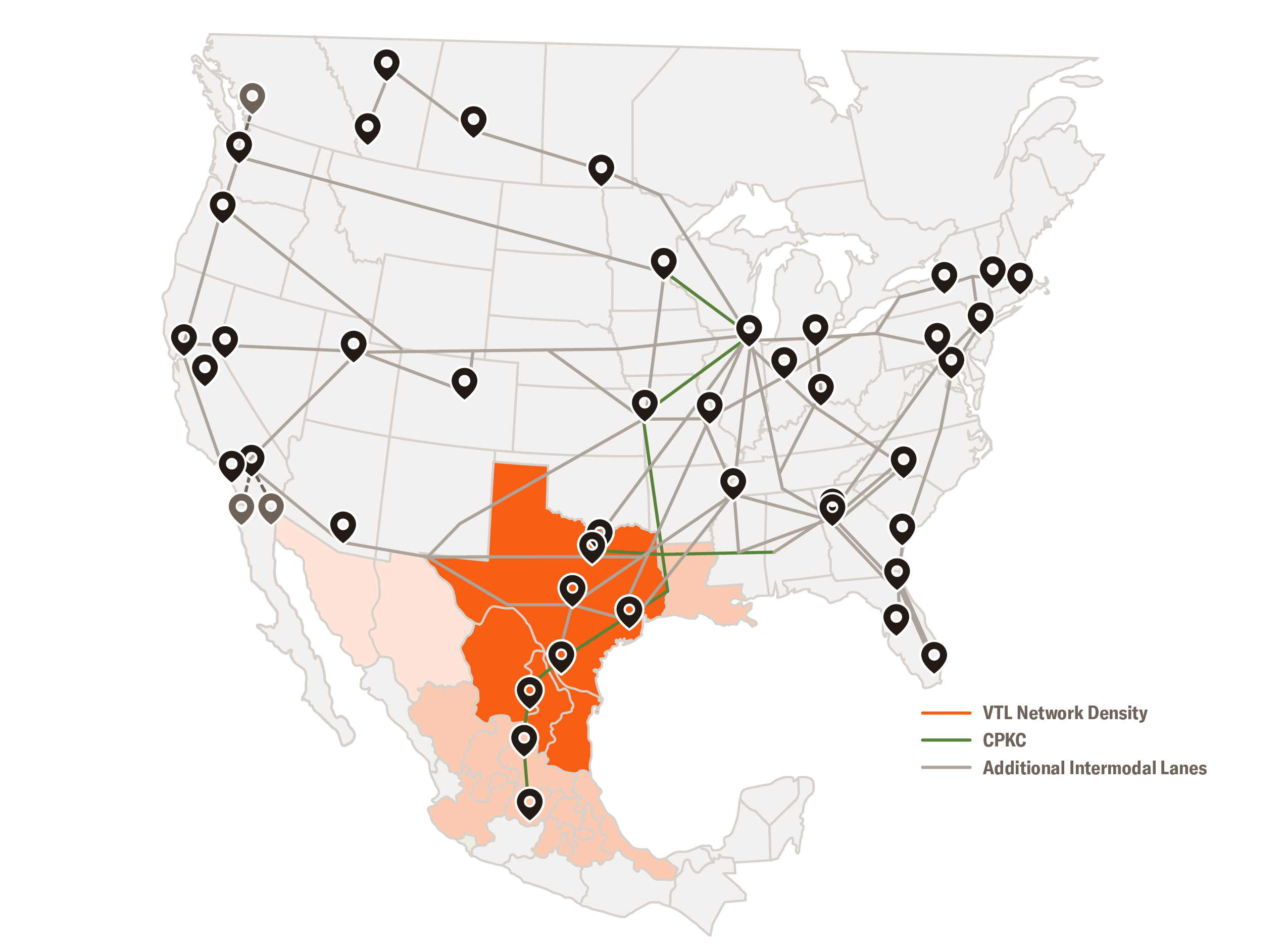 map of U.S-Mexico freight transport routes