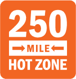 250 mile hot zone
