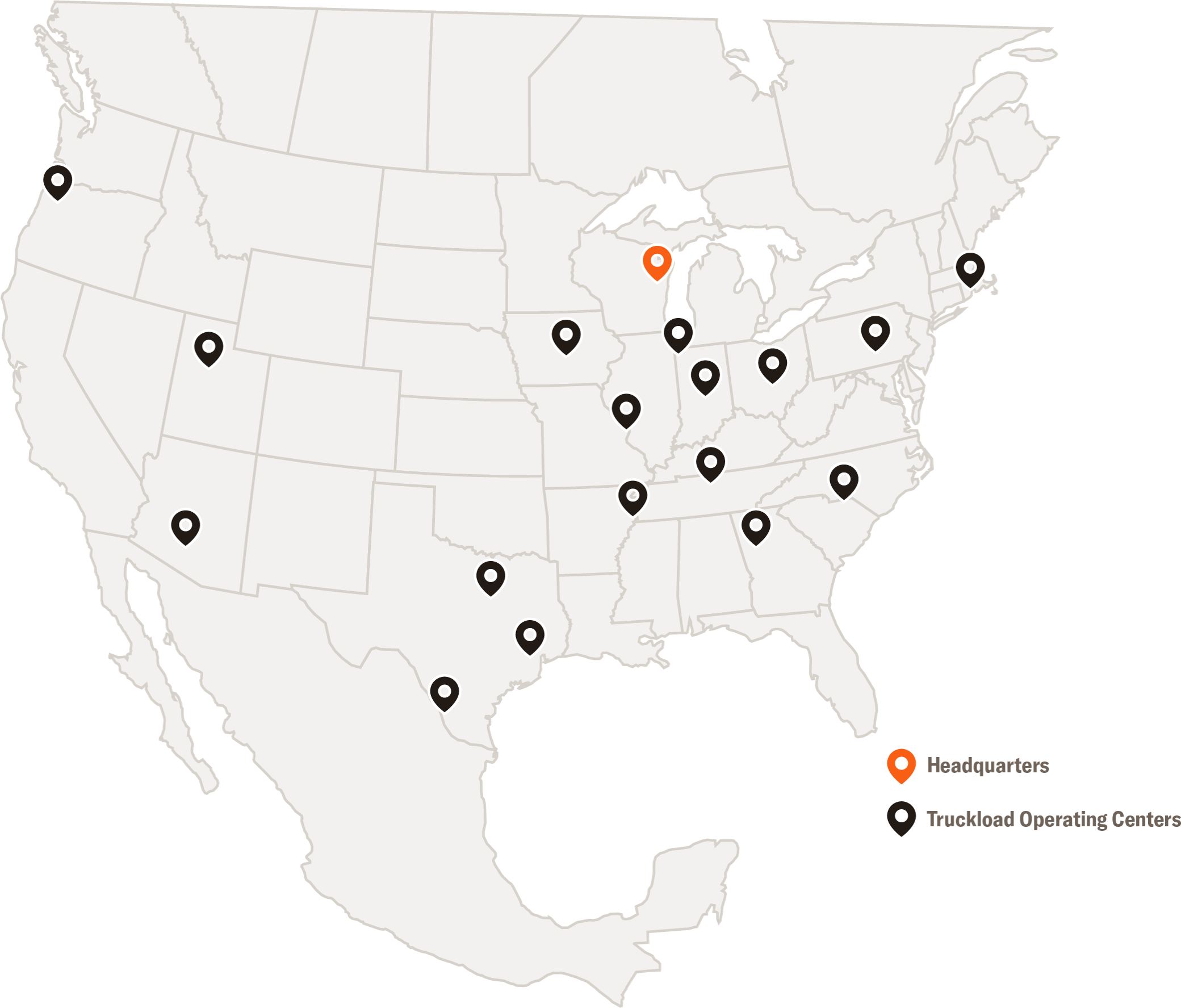 Schneider Van Truckload Operating Center Map 2024