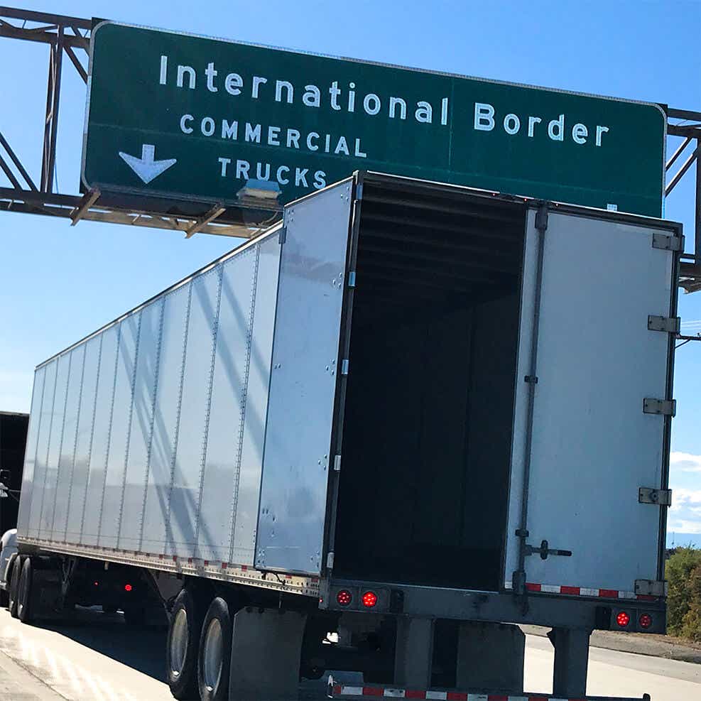 Schneider truck at international border