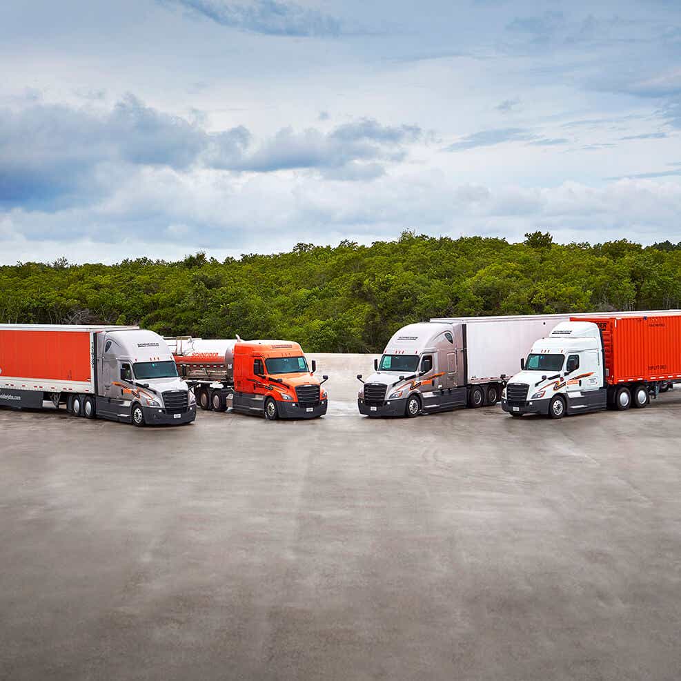 variety of Schneider trucks which can ship electronics