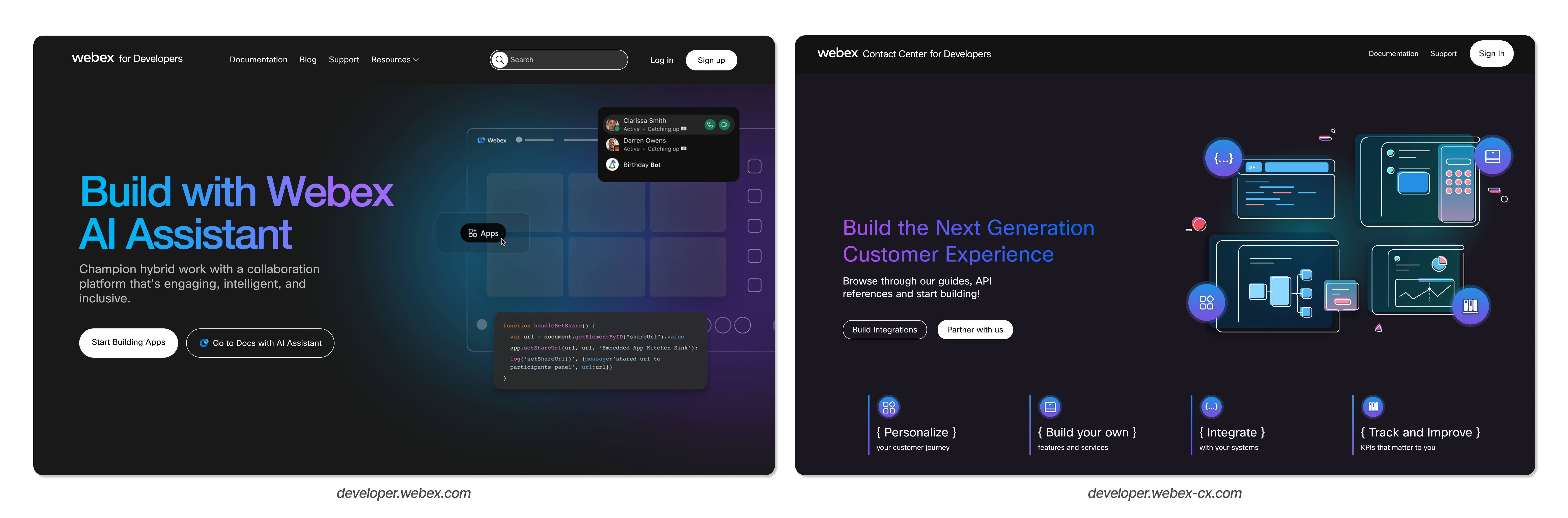 Two developer websites example