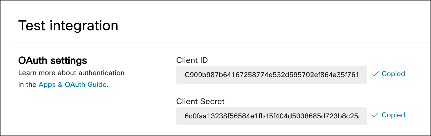 Client ID and secret