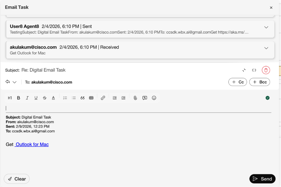 Email reply composer – rich text editor for composing email
responses