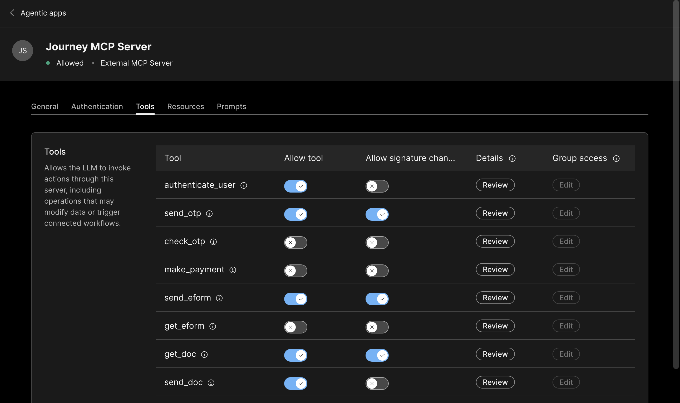 Agentic App Tools Page