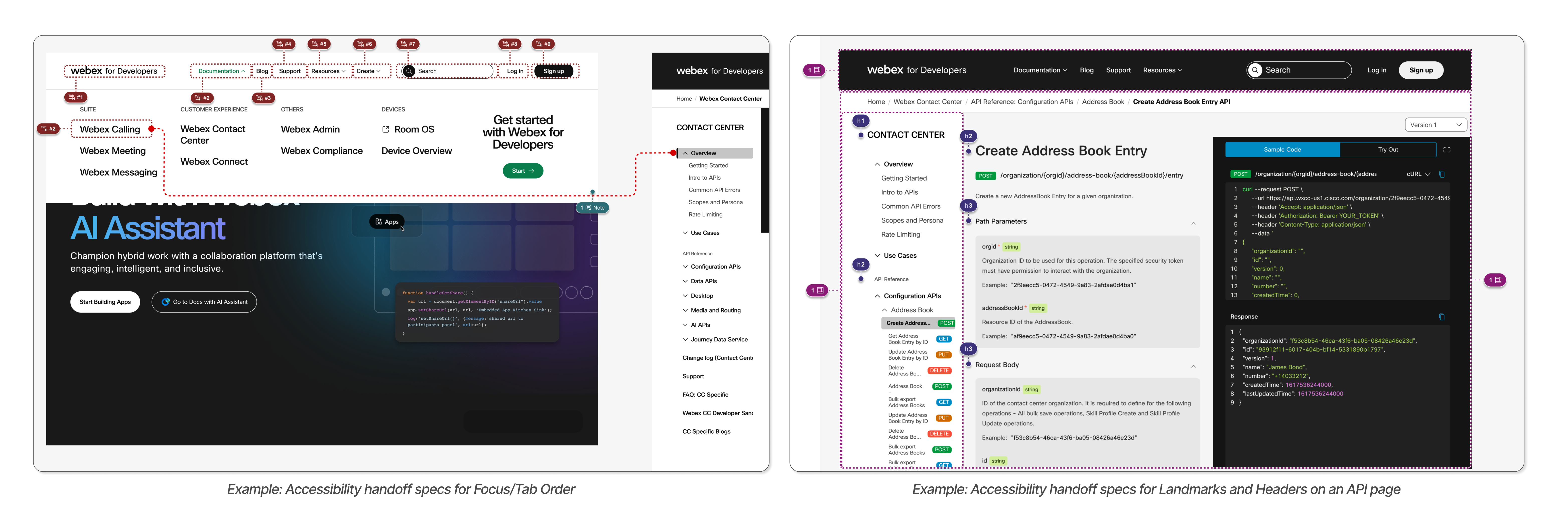 Accessibility specs and markup for engineering